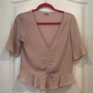 Light pink v neck blouse